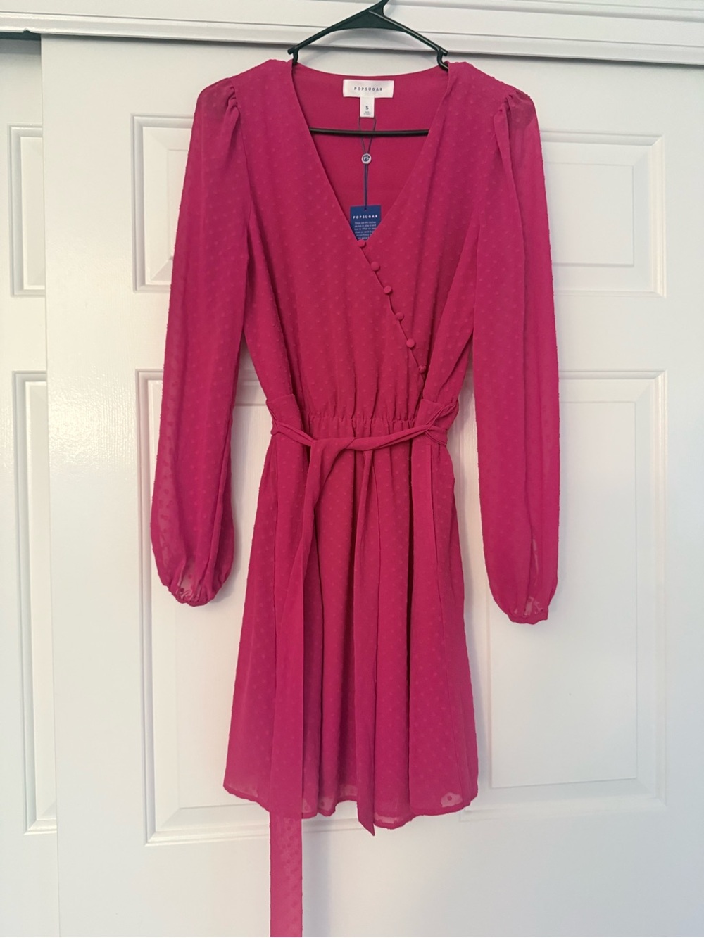 Pink Long-Sleeve Wrap Dress